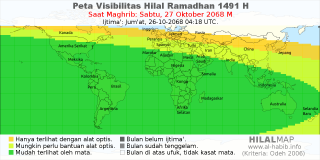 HilalMap: Peta Visibilitas Hilal Ramadhan 1491 H: rukyat tanggal 2068-10-27 M