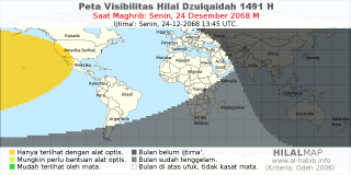 HilalMap: Peta Visibilitas Hilal Dzulqaidah 1491 H: rukyat tanggal 2068-12-24 M