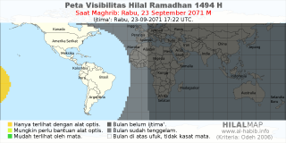 HilalMap: Peta Visibilitas Hilal Ramadhan 1494 H: rukyat tanggal 2071-9-23 M