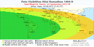HilalMap: Peta Visibilitas Hilal Ramadhan 1494 H: rukyat tanggal 2071-9-24 M