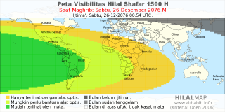 HilalMap: Peta Visibilitas Hilal Shafar 1500 H: rukyat tanggal 2076-12-26 M