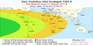 HilalMap: Peta Visibilitas Hilal Dzulhijjah 1500 H: rukyat tanggal 2077-10-17 M