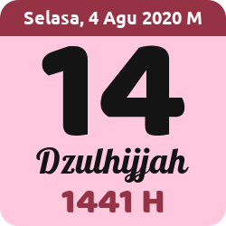 tanggal hijriyah hari ini, 2020-8-04 M, adalah 14 Dzulhijah 1441 H