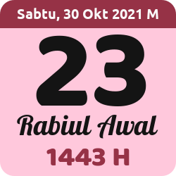 tanggal hijriyah hari ini, 2021-10-30 M, adalah 23 Rabi'ul Awal 1443 H