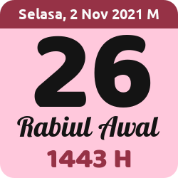 tanggal hijriyah hari ini, 2021-11-02 M, adalah 26 Rabi'ul Awal 1443 H