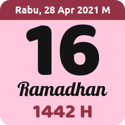 tanggal hijriyah hari ini, 2021-4-28 M, adalah 16 Ramadhan 1442 H