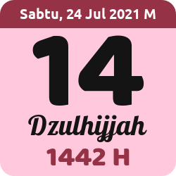 tanggal hijriyah hari ini, 2021-7-24 M, adalah 14 Dzulhijah 1442 H