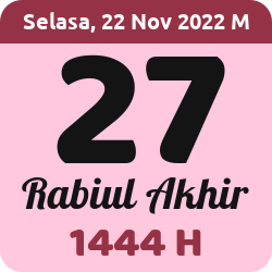 tanggal hijriyah hari ini, 2022-11-22 M, adalah 27 Rabi'ul Akhir 1444 H