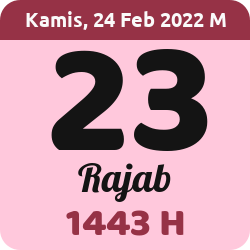 tanggal hijriyah hari ini, 2022-2-24 M, adalah 23 Rajab 1443 H