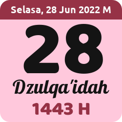 tanggal hijriyah hari ini, 2022-6-28 M, adalah 28 Dzulqaidah 1443 H