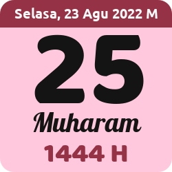 tanggal hijriyah hari ini, 2022-8-23 M, adalah 25 Muharam 1444 H
