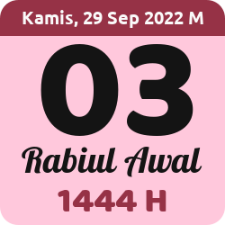 tanggal hijriyah hari ini, 2022-9-29 M, adalah 3 Rabi'ul Awal 1444 H