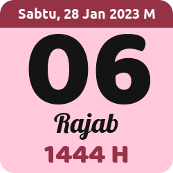 tanggal hijriyah hari ini, 2023-1-28 M, adalah 6 Rajab 1444 H