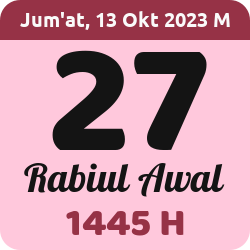 tanggal hijriyah hari ini, 2023-10-13 M, adalah 27 Rabi'ul Awal 1445 H