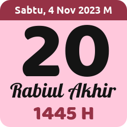 tanggal hijriyah hari ini, 2023-11-04 M, adalah 20 Rabi'ul Akhir 1445 H