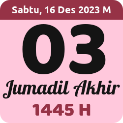 tanggal hijriyah hari ini, 2023-12-16 M, adalah 3 Jumadil Akhir 1445 H