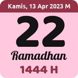 tanggal hijriyah hari ini, 2023-4-13 M, adalah 22 Ramadhan 1444 H