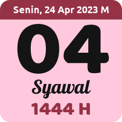 tanggal hijriyah hari ini, 2023-4-24 M, adalah 4 Syawal 1444 H