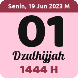 tanggal hijriyah hari ini, 2023-6-19 M, adalah 1 Dzulhijah 1444 H