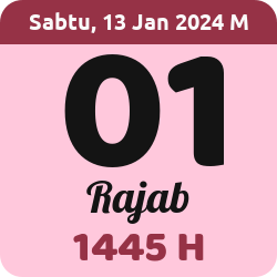 tanggal hijriyah hari ini, 2024-1-13 M, adalah 1 Rajab 1445 H