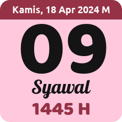 tanggal hijriyah hari ini, 2024-4-18 M, adalah 9 Syawal 1445 H