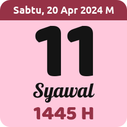 tanggal hijriyah hari ini, 2024-4-20 M, adalah 11 Syawal 1445 H