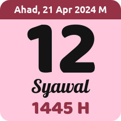 tanggal hijriyah hari ini, 2024-4-21 M, adalah 12 Syawal 1445 H
