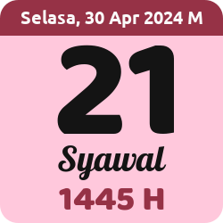 tanggal hijriyah hari ini, 2024-4-30 M, adalah 21 Syawal 1445 H