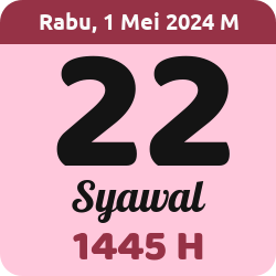 tanggal hijriyah hari ini, 2024-5-01 M, adalah 22 Syawal 1445 H