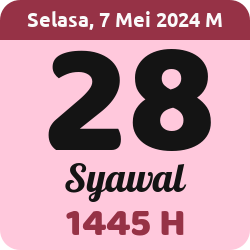 tanggal hijriyah hari ini, 2024-5-07 M, adalah 28 Syawal 1445 H