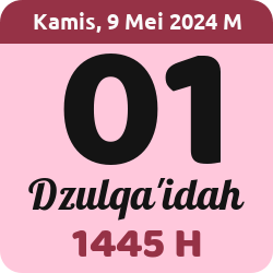 tanggal hijriyah hari ini, 2024-5-09 M, adalah 1 Dzulqaidah 1445 H
