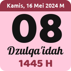 tanggal hijriyah hari ini, 2024-5-16 M, adalah 8 Dzulqaidah 1445 H
