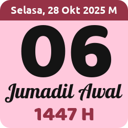 tanggal hijriyah hari ini, 2025-10-28 M, adalah 6 Jumadil Awal 1447 H