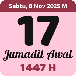 tanggal hijriyah hari ini, 2025-11-08 M, adalah 17 Jumadil Awal 1447 H
