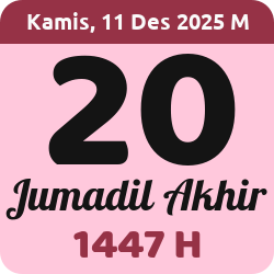 tanggal hijriyah hari ini, 2025-12-11 M, adalah 20 Jumadil Akhir 1447 H