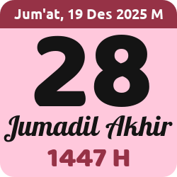 tanggal hijriyah hari ini, 2025-12-19 M, adalah 28 Jumadil Akhir 1447 H