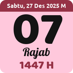 tanggal hijriyah hari ini, 2025-12-27 M, adalah 7 Rajab 1447 H