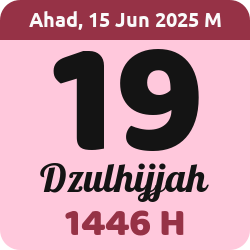 tanggal hijriyah hari ini, 2025-6-15 M, adalah 19 Dzulhijah 1446 H