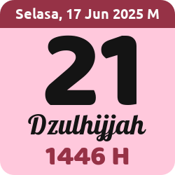 tanggal hijriyah hari ini, 2025-6-17 M, adalah 21 Dzulhijah 1446 H