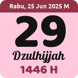 tanggal hijriyah hari ini, 2025-6-25 M, adalah 29 Dzulhijah 1446 H