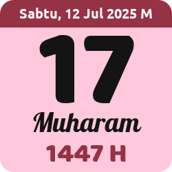 tanggal hijriyah hari ini, 2025-7-12 M, adalah 17 Muharam 1447 H