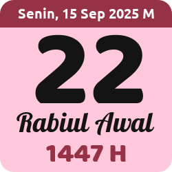 tanggal hijriyah hari ini, 2025-9-15 M, adalah 22 Rabi'ul Awal 1447 H