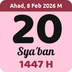 tanggal hijriyah hari ini, 2026-2-08 M, adalah 20 Sya'ban 1447 H