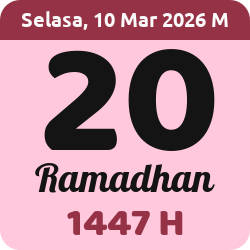 tanggal hijriyah hari ini, 2026-3-10 M, adalah 20 Ramadhan 1447 H