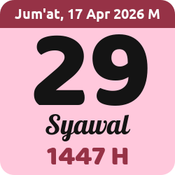 tanggal hijriyah hari ini, 2026-4-17 M, adalah 29 Syawal 1447 H
