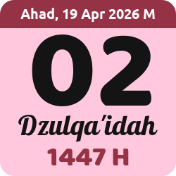 tanggal hijriyah hari ini, 2026-4-19 M, adalah 2 Dzulqaidah 1447 H