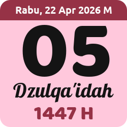 tanggal hijriyah hari ini, 2026-4-22 M, adalah 5 Dzulqaidah 1447 H