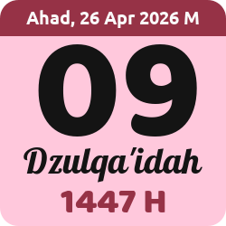 tanggal hijriyah hari ini, 2026-4-26 M, adalah 9 Dzulqaidah 1447 H