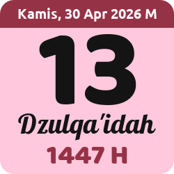 tanggal hijriyah hari ini, 2026-4-30 M, adalah 13 Dzulqaidah 1447 H