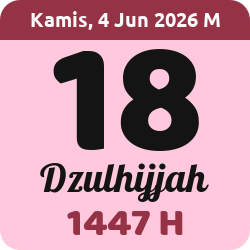 tanggal hijriyah hari ini, 2026-6-04 M, adalah 18 Dzulhijah 1447 H